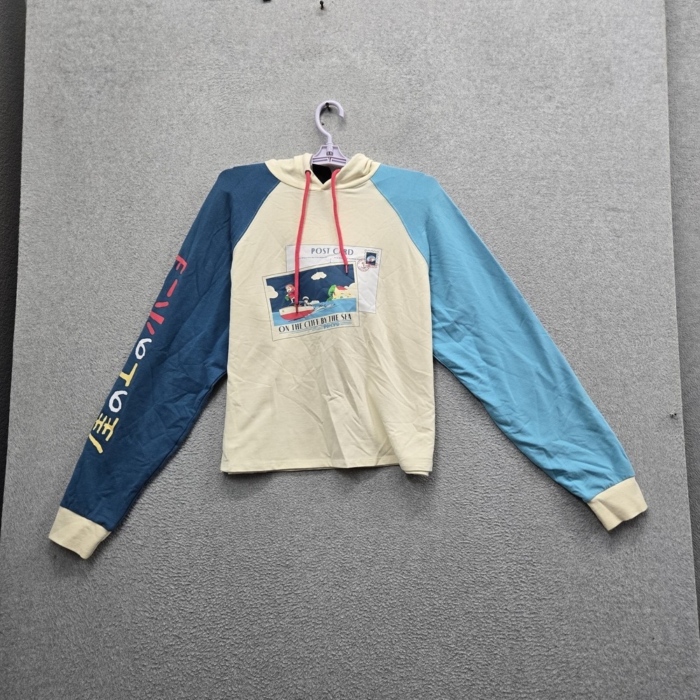 Studio Ghibli Women Hoodie M Cream Graphic Ponyo Postcard Pullover